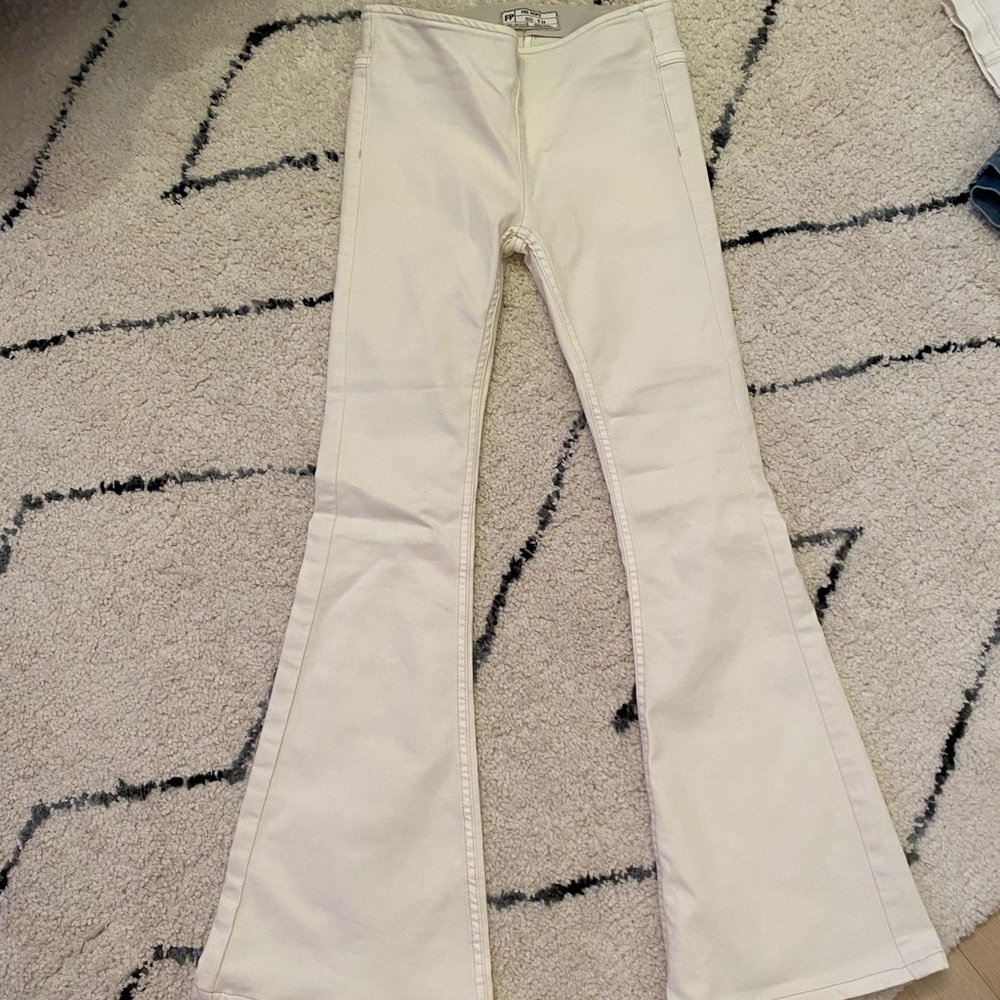 White Free People Flare Low Rise Jeans